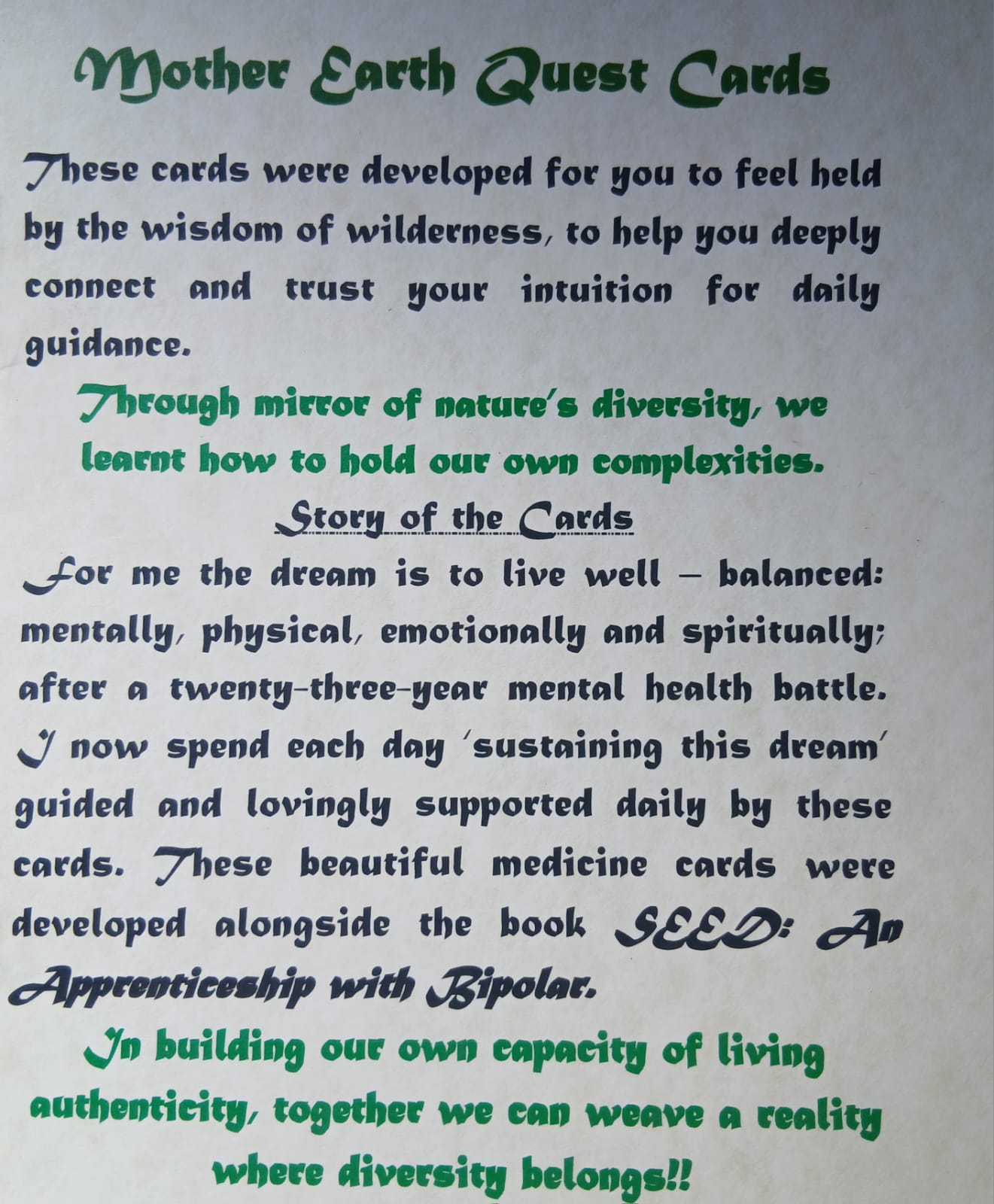 Mother Earth Quest Cards by Teula Wylde